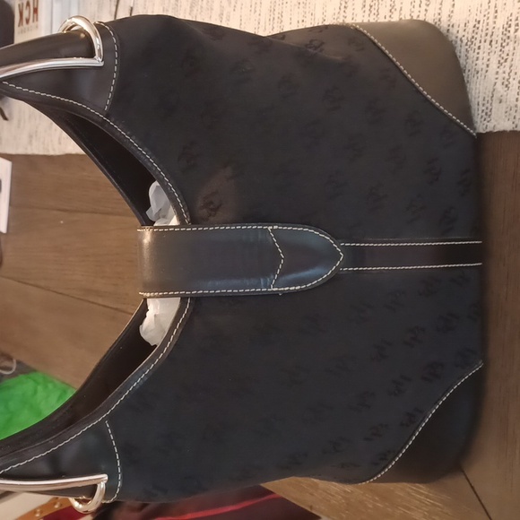 Dooney & Bourke Black Logo Canvas & Leather Shoulder Bag - Picture 4 of 16